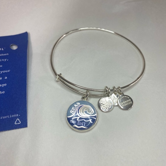 🔴⬇️ ALEX AND ANI silver tone Seas the day bracelet 🌊 good energy ✨ - Picture 4 of 4